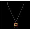 Image 1 : 14KT White Gold 4.26ct Yellow Sapphire and Diamond Pendant With Chain