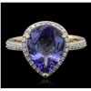 Image 1 : 14KT Yellow Gold 4.73ct Tanzanite and Diamond Ring