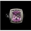 Image 1 : 5.27ct Kunzite and Diamond Ring  - 14KT White Gold
