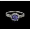 Image 1 : 1.03ct Tanzanite and Diamond Ring - 14KT White Gold