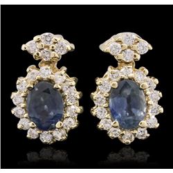 14KT Yellow Gold 1.91ctw Sapphire and Diamond Earrings