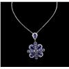 Image 1 : 14KT White Gold 18.01ctw Tanzanite and Diamond Pendant With Chain