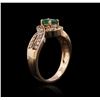 Image 3 : 14KT Rose Gold 0.42ct Emerald and Diamond Ring