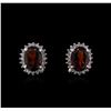 Image 1 : 14KT White Gold 4.30ctw Garnet and Diamond Earrings