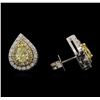 Image 2 : 1.60ctw Yellow Diamond Earrings - 14KT Two-Tone Gold