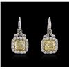 Image 1 : Platinum EGL USA Certified 5.00ctw Fancy Yellow Diamond Earrings