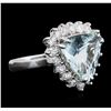 Image 2 : 14KT White Gold 4.62ct Aquamarine and Diamond Ring