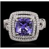 Image 1 : 18KT White Gold 3.33ct Tanzanite and Diamond Ring