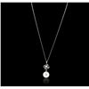 Image 2 : 18KT White Gold Pearl and Diamond Pendant With Chain