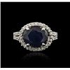 Image 1 : 14KT White Gold 4.65ct Sapphire and Diamond Ring
