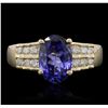 Image 1 : 14KT Yellow Gold 2.20ct Tanzanite and Diamond Ring