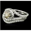 Image 2 : 14KT White Gold 1.59ctw Fancy Brown Diamond Wedding Ring Set