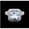 Image 1 : 18KT White Gold 6.43ct Aquamarine and Diamond Ring