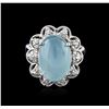 Image 1 : 14KT White Gold 8.16ct Aquamarine and Diamond Ring