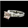 Image 2 : Platinum 2.25ct Morganite and Diamond Ring