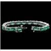 Image 3 : 13.20ctw Emerald and Diamond Bracelet - 14KT White Gold