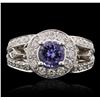 Image 1 : 14KT White Gold 1.10ct Tanzanite and Diamond Ring