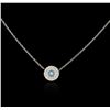 Image 2 : 14KT White Gold 0.20ctw Diamond Evil Eye Pendant With Chain