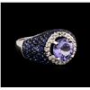 Image 2 : 14KT White Gold 1.91ct Tanzanite, Sapphire and Diamond Ring