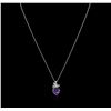 Image 1 : 3.42ct Amethyst and Diamond Pendant With Chain - 14KT White Gold