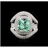 Image 1 : 18KT White Gold 3.87ct Emerald and Diamond Ring