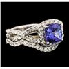 Image 2 : 14KT White Gold 1.22ct Tanzanite and Diamond Ring and Guard