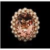 Image 1 : 14KT Rose Gold 13.02ct Morganite and Diamond Ring