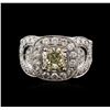 Image 1 : 18KT White Gold 3.43ctw Fancy Yellow Diamond Ring