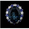 Image 1 : 14KT White Gold 20.82ct Topaz, Sapphire and Diamond Ring