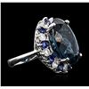 Image 2 : 14KT White Gold 20.82ct Topaz, Sapphire and Diamond Ring