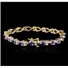 Image 2 : 14KT Yellow Gold 6.84ctw Tanzanite and Diamond Bracelet