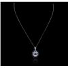 Image 1 : 14KT White Gold 3.24ct Aquamarine, Sapphire and Diamond Pendant With Chain