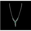 Image 2 : 14KT White Gold 2.80ctw Emerald and Diamond Necklace