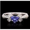 Image 1 : 14KT White Gold 0.78ct Tanzanite and Diamond Ring