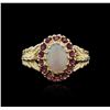 Image 1 : 14KT Yellow Gold 1.00ct Opal and Ruby Ring