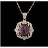 Image 1 : PLATED SILVER 24.03ct Ruby and White Sapphire Pendant With Chain