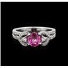 Image 1 : 1.04ct Pink Sapphire and Diamond Ring - 14KT White Gold