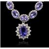 Image 2 : 14KT White Gold 35.22ctw Tanzanite and Diamond Necklace