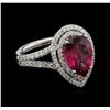 Image 2 : 2.65ct Rubellite and Diamond Ring - 14KT White Gold