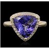 Image 1 : 14KT Yellow Gold 3.50ct Tanzanite and Diamond Ring