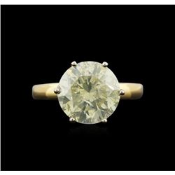 6.27ct Light Yellow Diamond Solitaire Ring - 18KT Yellow Gold