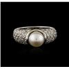 Image 1 : 18KT White Gold Pearl and Diamond Ring