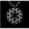 Image 1 : 14KT White Gold 75.63ctw Sapphire and Diamond Necklace