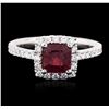 Image 1 : 18KT White Gold 1.00ct Ruby and Diamond Ring