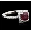 Image 2 : 18KT White Gold 1.00ct Ruby and Diamond Ring