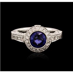 14KT White Gold 1.49ct Sapphire and Diamond Ring