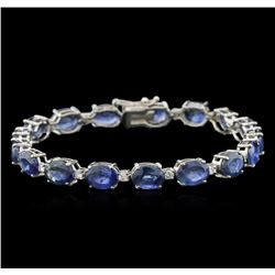 32.64ctw Blue Sapphire and Diamond Bracelet - 14KT White Gold