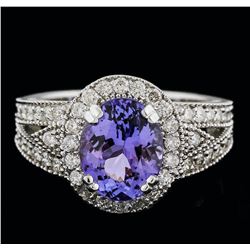 14KT White Gold 3.49ct Tanzanite and Diamond Ring