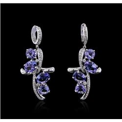 14KT White Gold 11.81ctw Tanzanite and Diamond Earrings