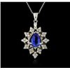 Image 1 : 14KT White Gold 2.57ct Tanzanite and Diamond Pendant With Chain